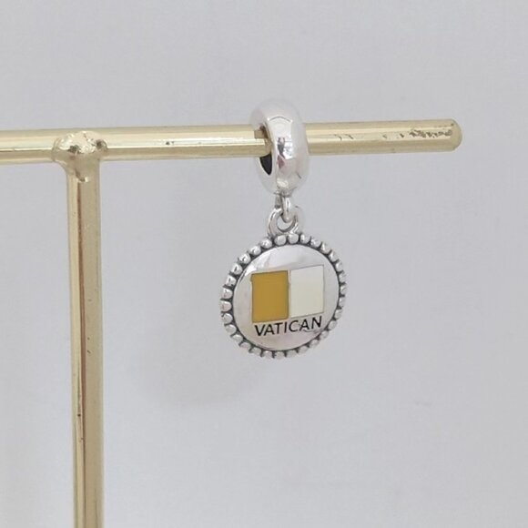 Pandora Vatican Flag Exclusive Dangle Charm Travel Vacation S925 Silver with box - Picture 3 of 7